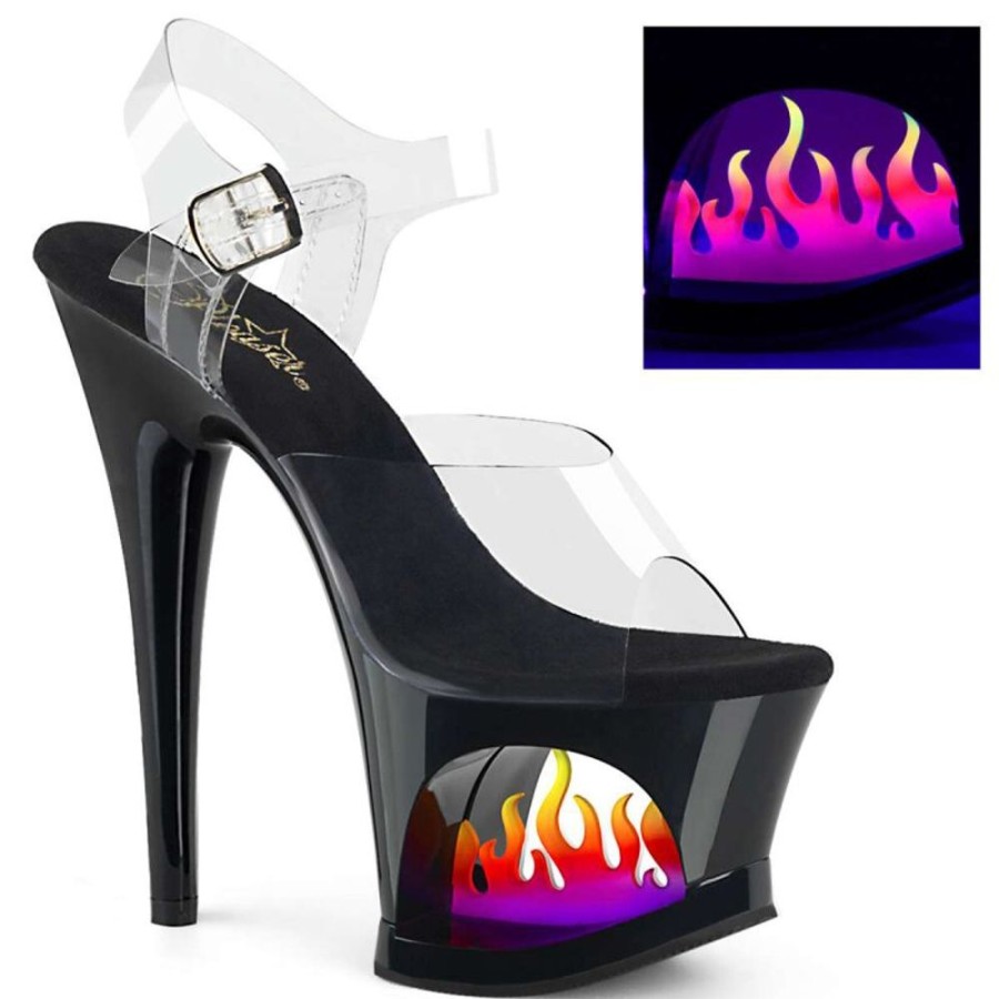 High Heels Pleaser | Pleaser Moon-708Flm Clear/Black-Ombre