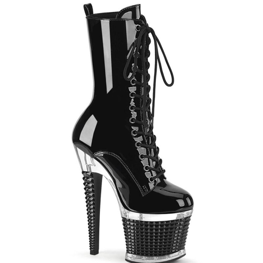 High Heels Pleaser | Pleaser Spectator-1040 Plateau Ankle Boots Patent Black