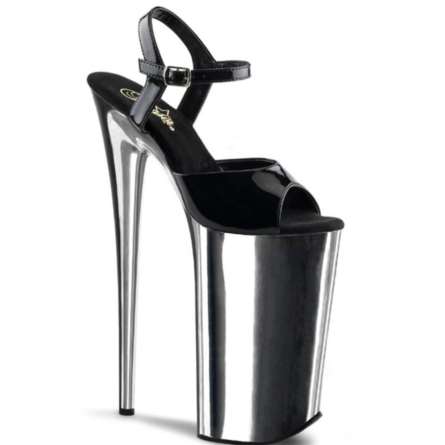 High Heels Pleaser | Pleaser Beyond-009 Black/Silver Chrome