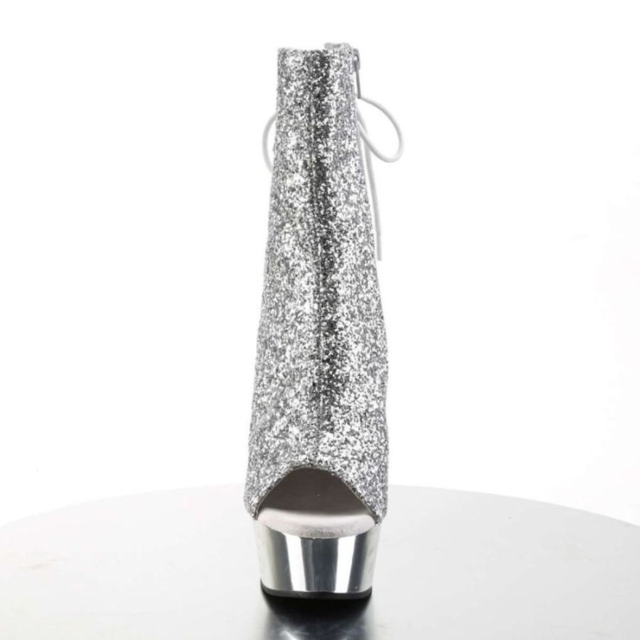 High Heels Pleaser | Pleaser Delight-1018G Silver Glitter/Silver Chrome