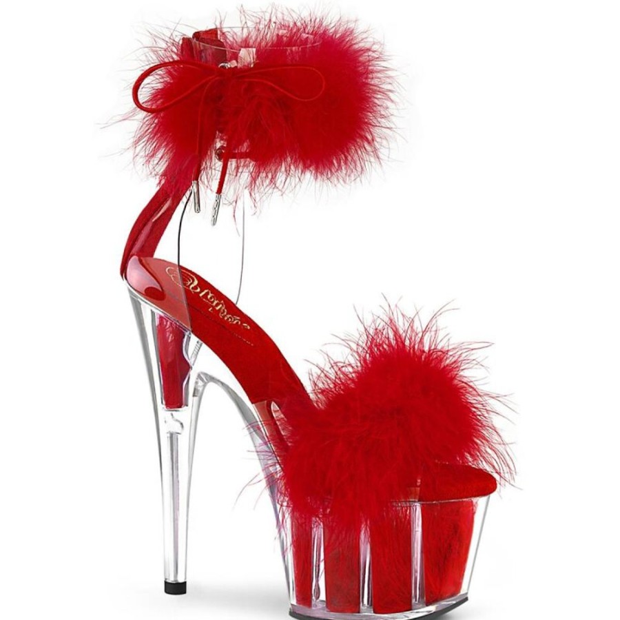 High Heels Pleaser | Pleaser Adore-724F Plateau Sandalettes Transparent Red