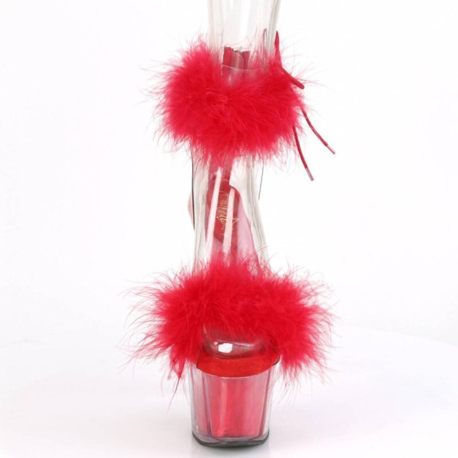 High Heels Pleaser | Pleaser Adore-724F Plateau Sandalettes Transparent Red