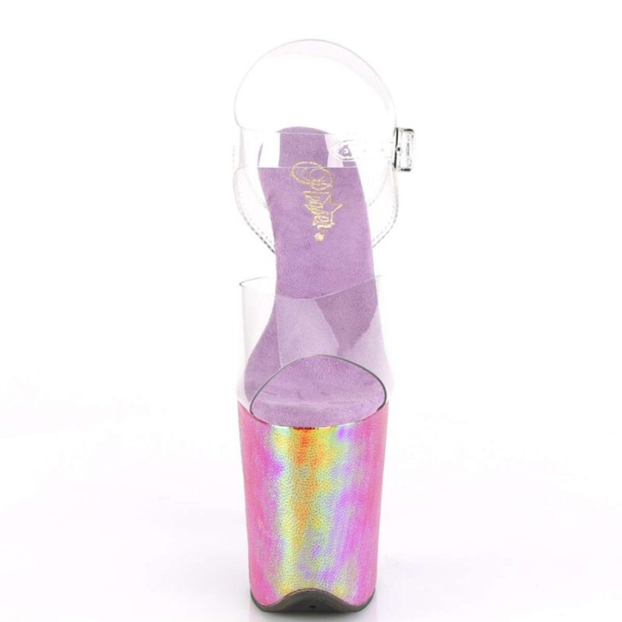 High Heels Pleaser | Pleaser Flamingo-808Wr Clear/Purple Hologram Wrapped