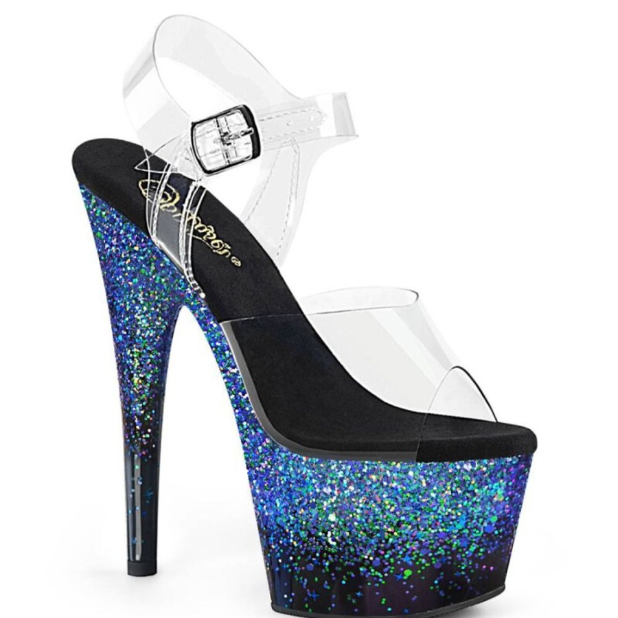 High Heels Pleaser | Pleaser Adore-708Ss Plateau Sandalettes Glitter Transparent Blue