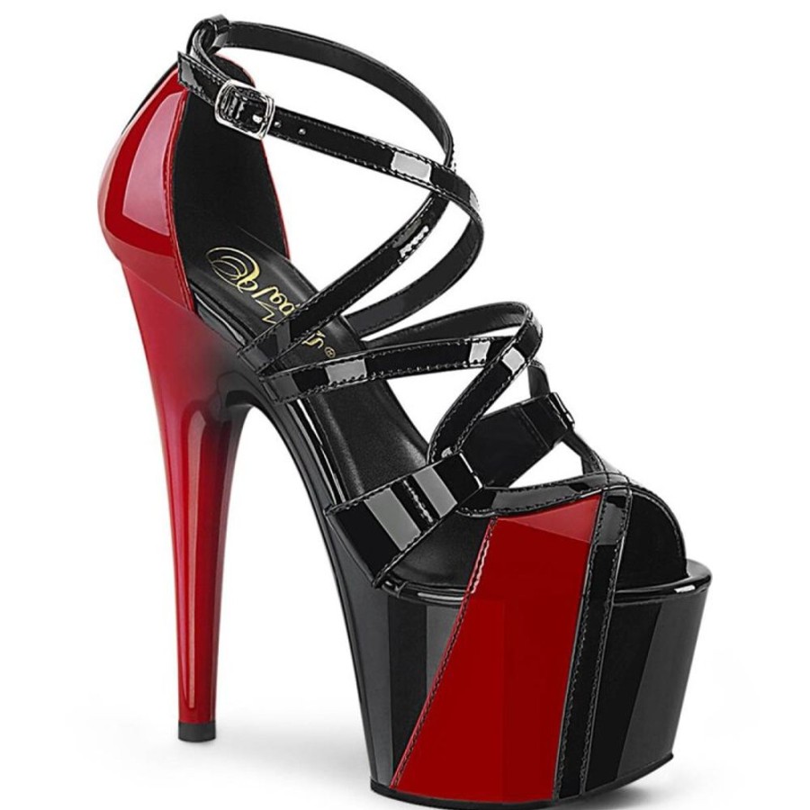 High Heels Pleaser | Pleaser Adore-764 Plateau Sandalettes Patent Black Red