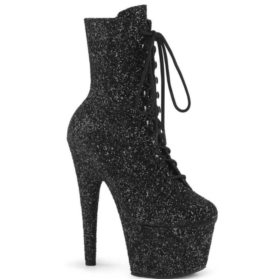 High Heels Pleaser | Pleaser Adore-1020Gwr Plateau Ankle Boots Glitter Black