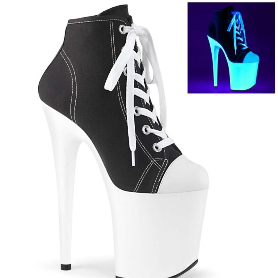 High Heels Pleaser | Pleaser Flamingo-800Sk-02 Black Canvas/Neon White