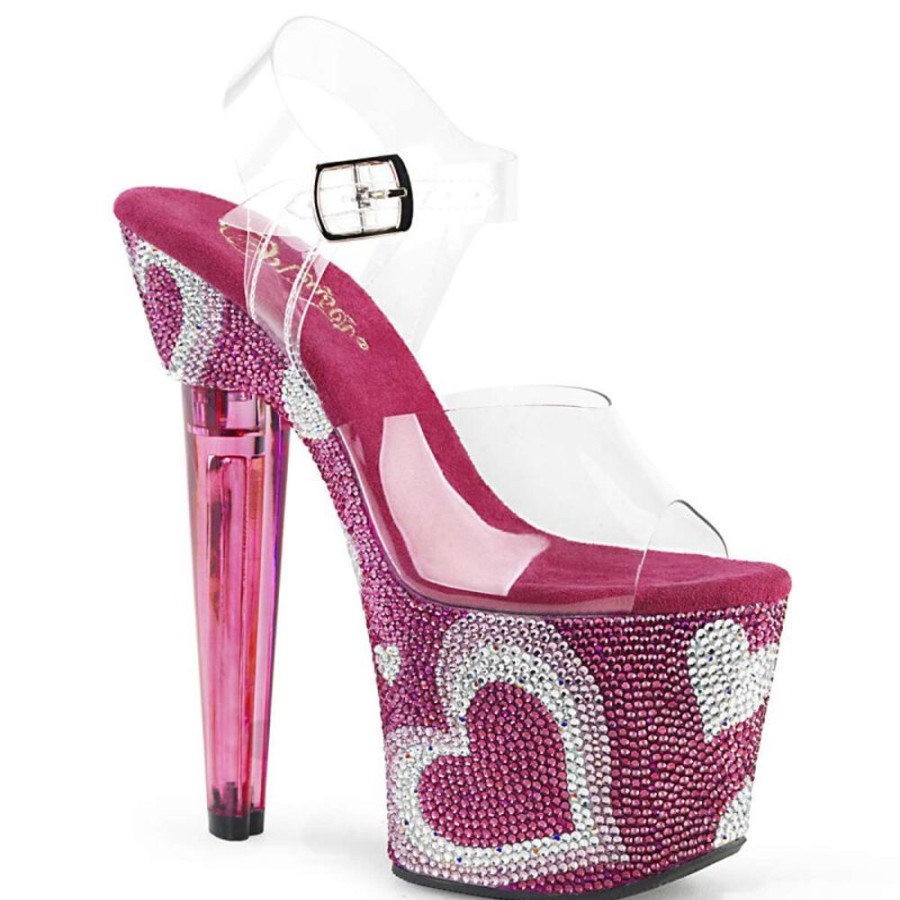 High Heels Pleaser | Pleaser Lovesick-708Heart Clear/Hot Pink-White Rs