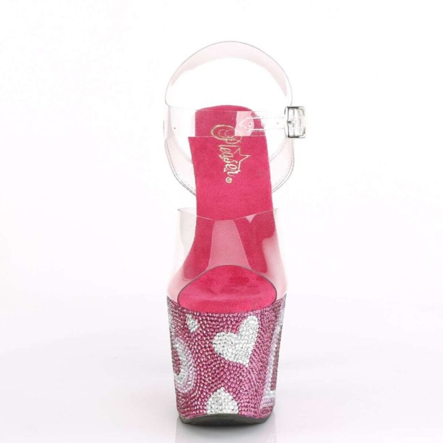 High Heels Pleaser | Pleaser Lovesick-708Heart Clear/Hot Pink-White Rs