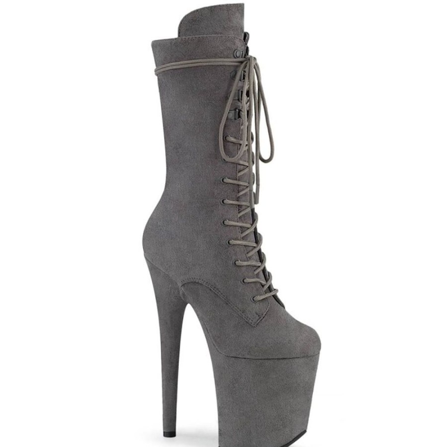 High Heels Pleaser | Pleaser Flamingo-1050Fs Plateau Ankle Boots Faux Suede Grey