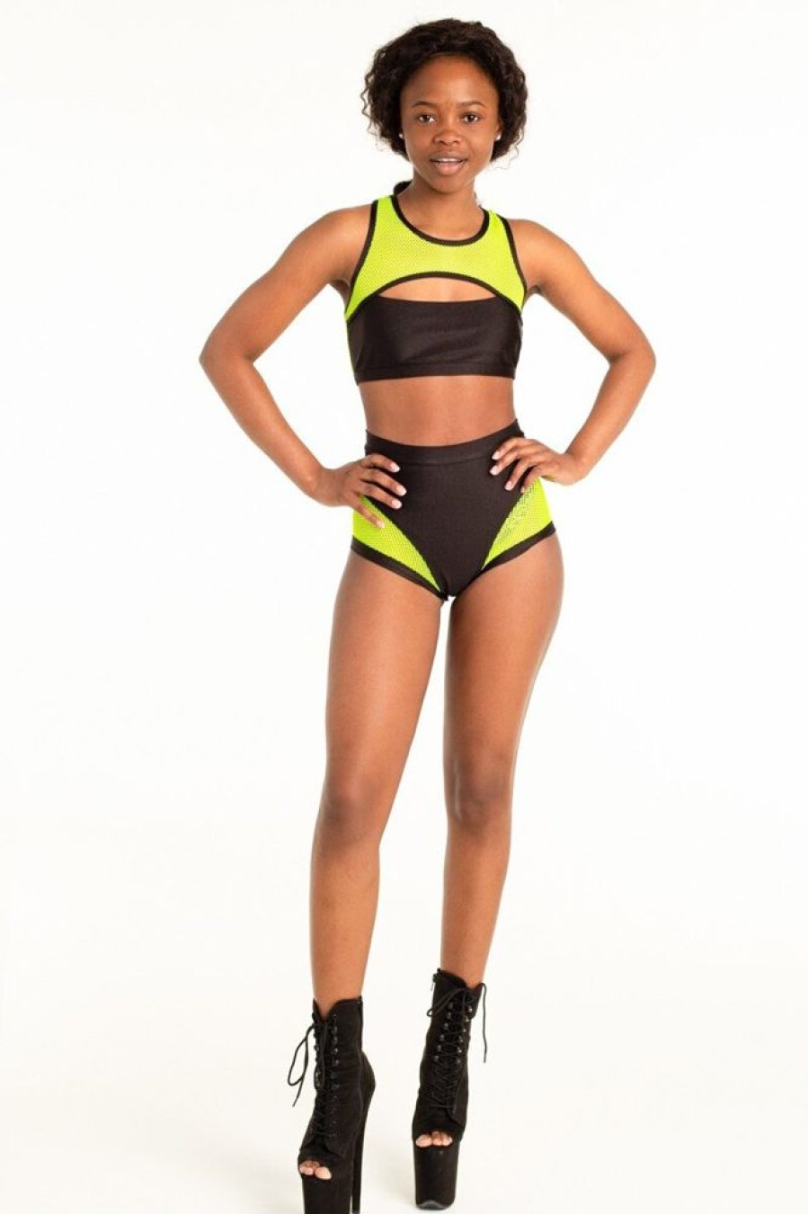 Pole Dance Wear Polerina | Polerina Shorts Black & Yellow