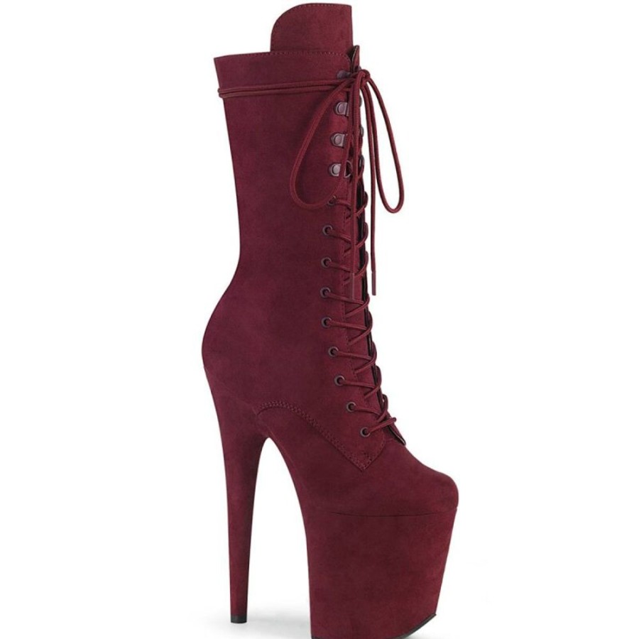 High Heels Pleaser | Pleaser Flamingo-1050Fs Plateau Ankle Boots Faux Suede Burgundy