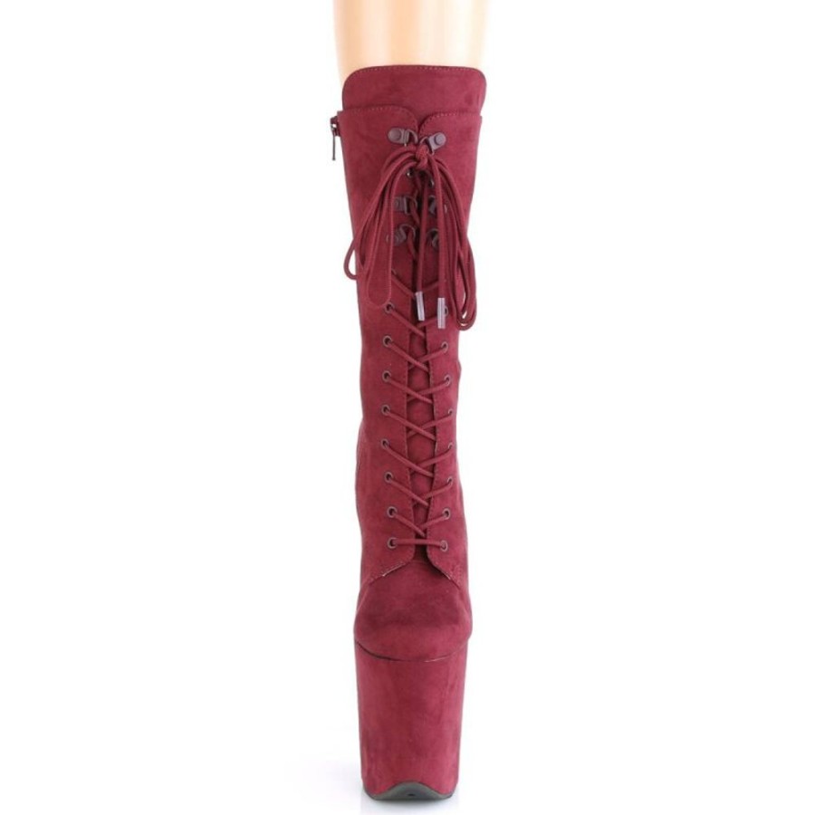 High Heels Pleaser | Pleaser Flamingo-1050Fs Plateau Ankle Boots Faux Suede Burgundy