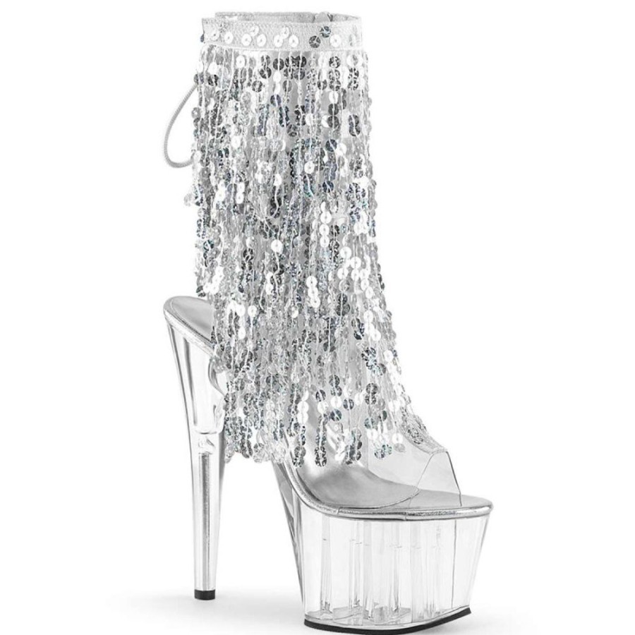 High Heels Pleaser | Pleaser Adore-1017Sqf Clear-Silver Holo/Clear