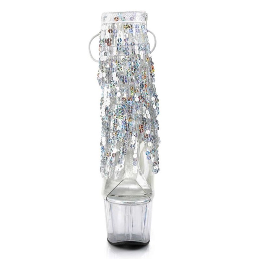 High Heels Pleaser | Pleaser Adore-1017Sqf Clear-Silver Holo/Clear