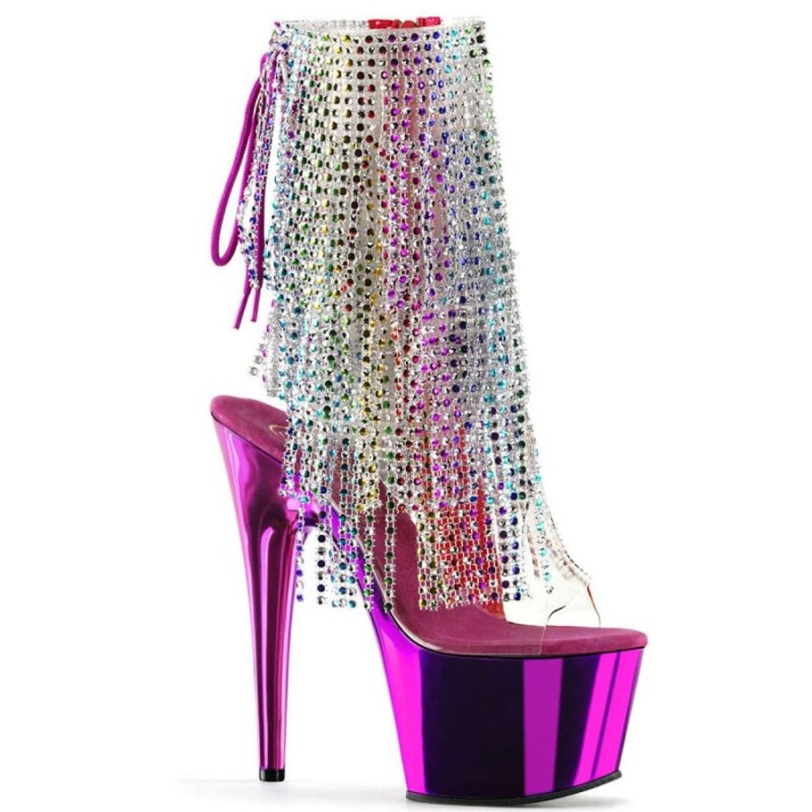 High Heels Pleaser | Pleaser Adore-1017Rsf Clear-Multi/Fuchsia Chrome