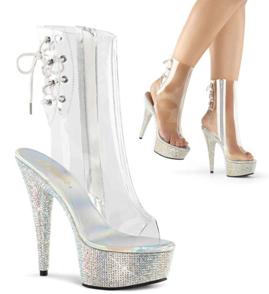 High Heels Pleaser | Pleaser Bejeweled-1018Dm-6 Clear/Silver Multi Rs