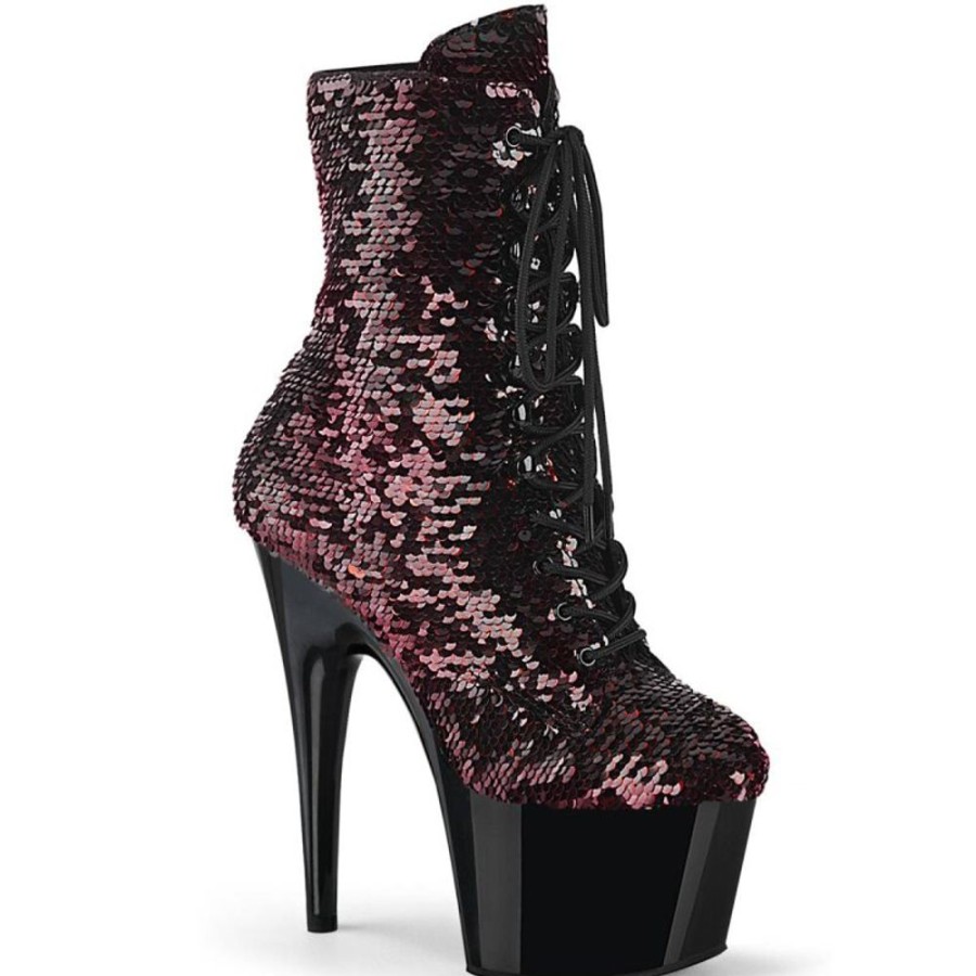 High Heels Pleaser | Pleaser Adore-1020Sq Plateau Ankle Boots Sequins Red