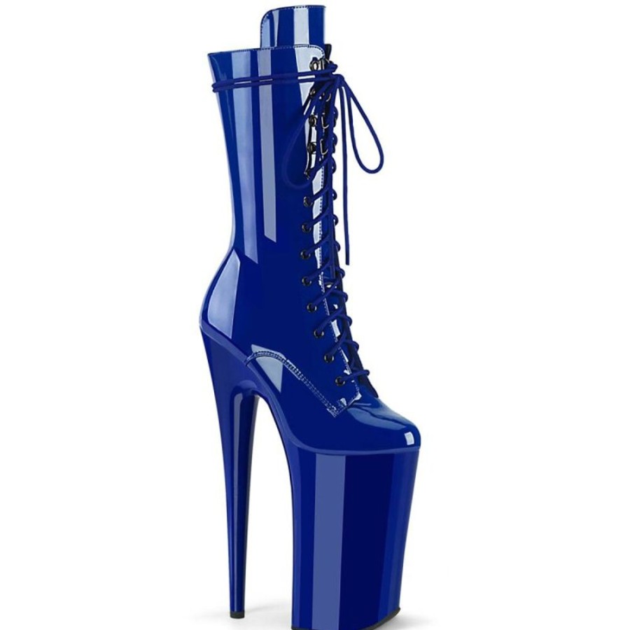 High Heels Pleaser | Pleaser Beyond-1050 Plateau Ankle Boots Patent Blue