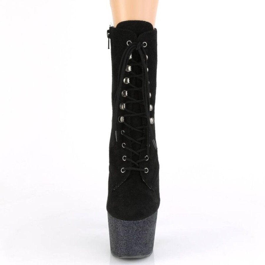 High Heels Pleaser | Pleaser Adore-1020Fsmg Plateau Ankle Boots Faux Suede Glitter Black