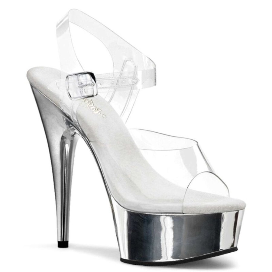 High Heels Pleaser | Pleaser Delight-608 Clear/Silver Chrome