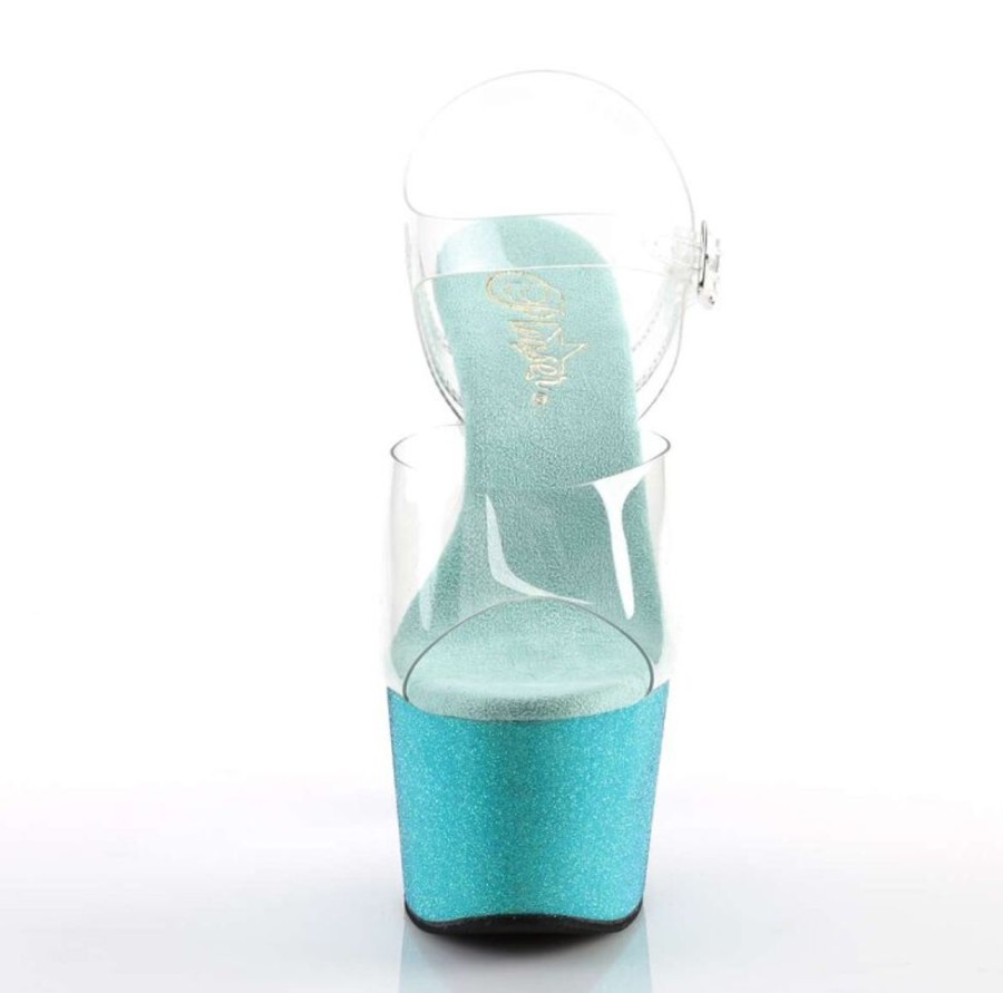 High Heels Pleaser | Pleaser Adore-708Ombre Clear/Aqua-Blue Ombre