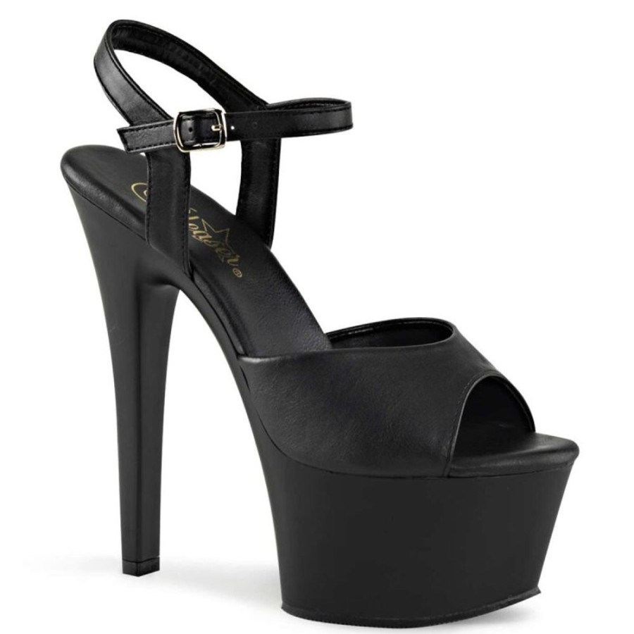 High Heels Pleaser | Pleaser Aspire-609 Black Faux Leather/Black Matte