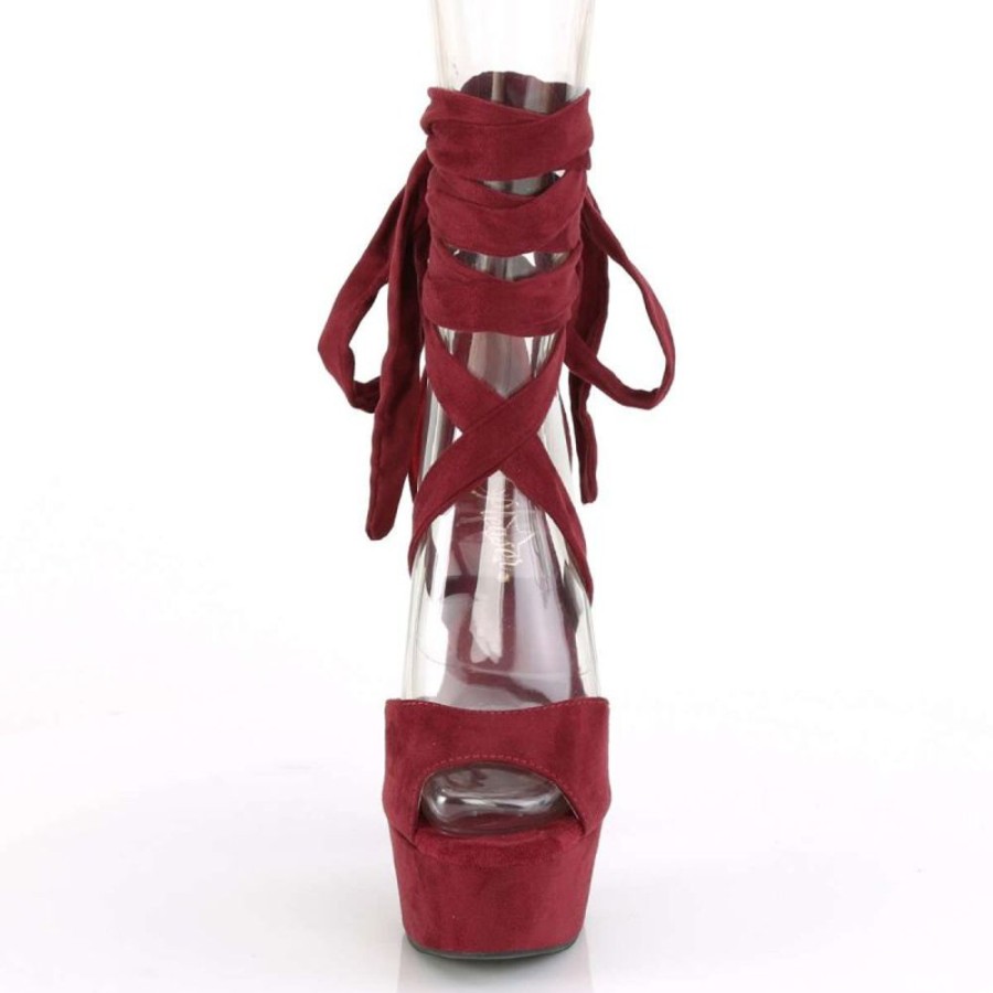 High Heels Pleaser | Pleaser Delight-679 Burgundy Faux Suede/Burgundy Faux Suede