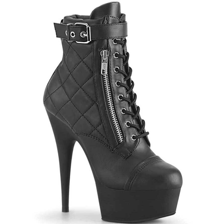 High Heels Pleaser | Pleaser Delight-600-05 Black Faux Leather/Black Matte