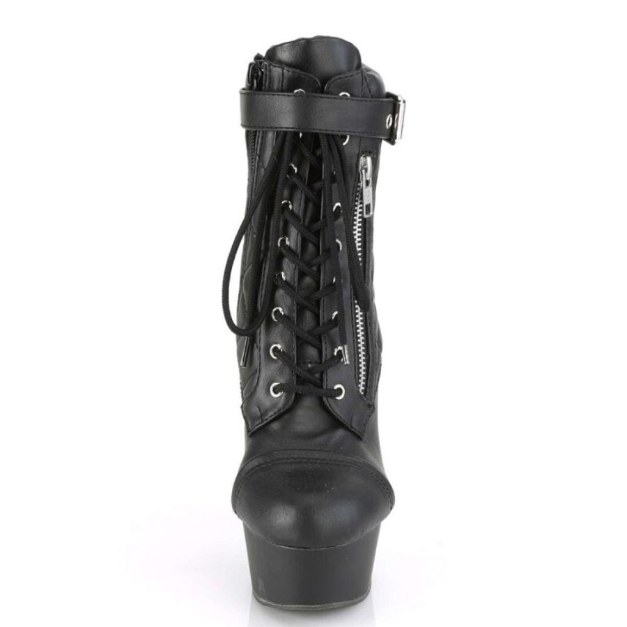 High Heels Pleaser | Pleaser Delight-600-05 Black Faux Leather/Black Matte