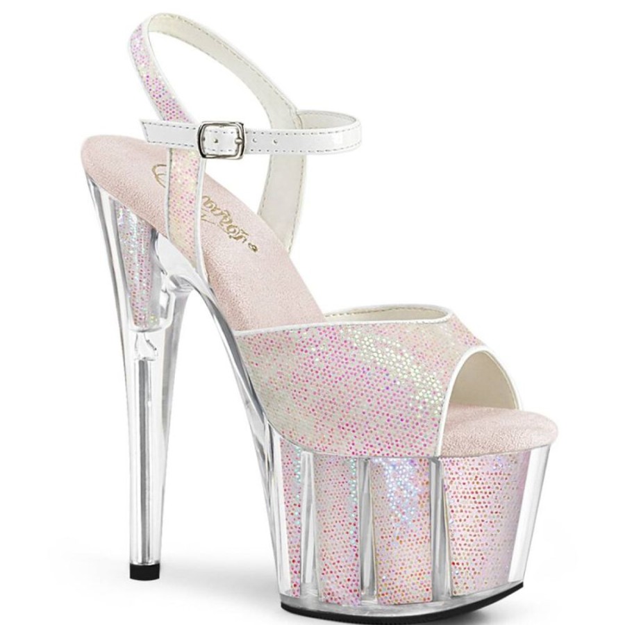 High Heels Pleaser | Pleaser Adore-710G Plateau Sandalettes Silver