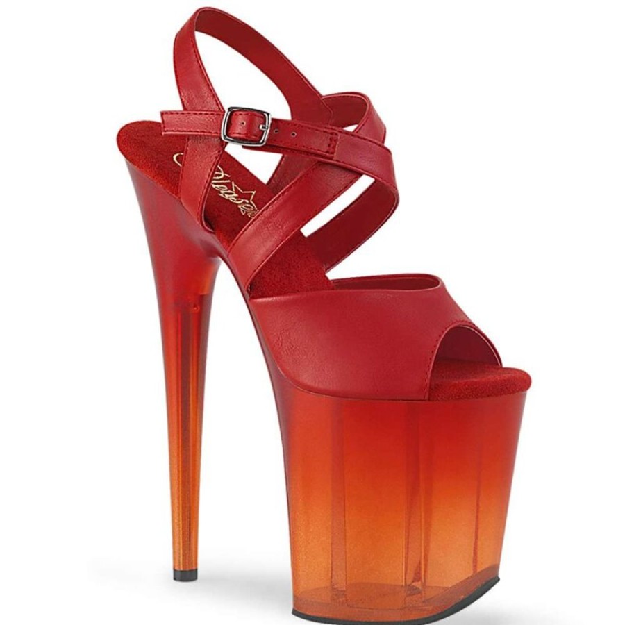 High Heels Pleaser | Pleaser Flamingo-822T Red Faux Leather/Faded Red