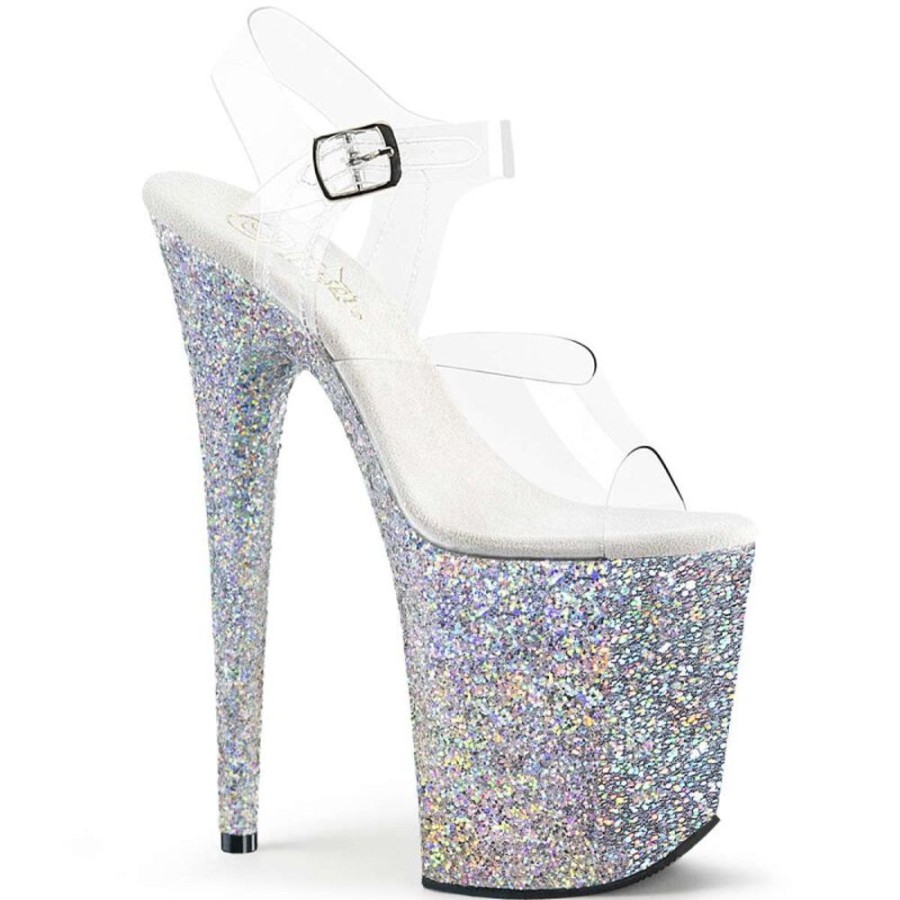 High Heels Pleaser | Pleaser Flamingo-808Lg Clear/Silver Multi Glitter