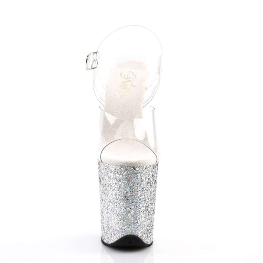 High Heels Pleaser | Pleaser Flamingo-808Lg Clear/Silver Multi Glitter