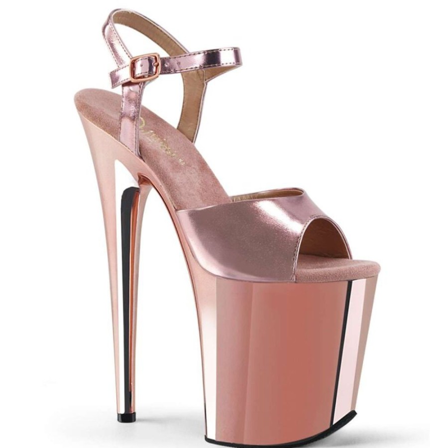 High Heels Pleaser | Pleaser Flamingo-809 Rose Gold Met. Pu/Rose Gold Chrome