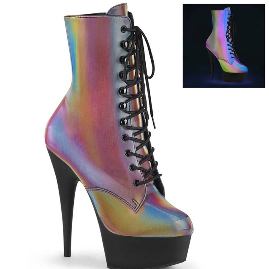 High Heels Pleaser | Pleaser Delight-1020Refl Plateau Ankle Boots Reflection Colorful