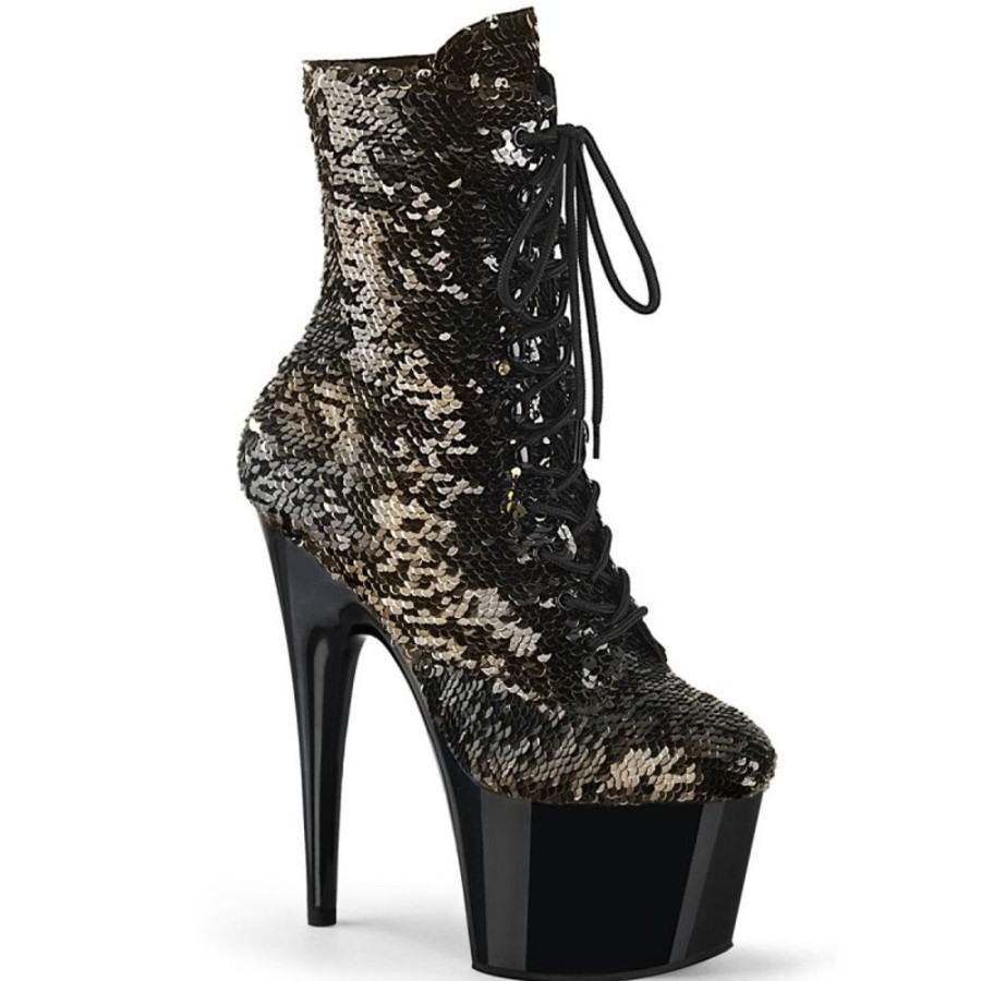 High Heels Pleaser | Pleaser Adore-1020Sq Plateau Ankle Boots Sequins Gold