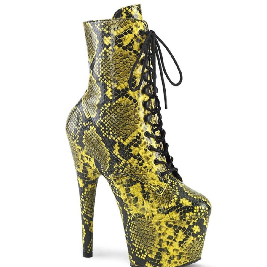 High Heels Pleaser | Pleaser Adore-1020Spwr Plateau Ankle Boots Snake Yellow