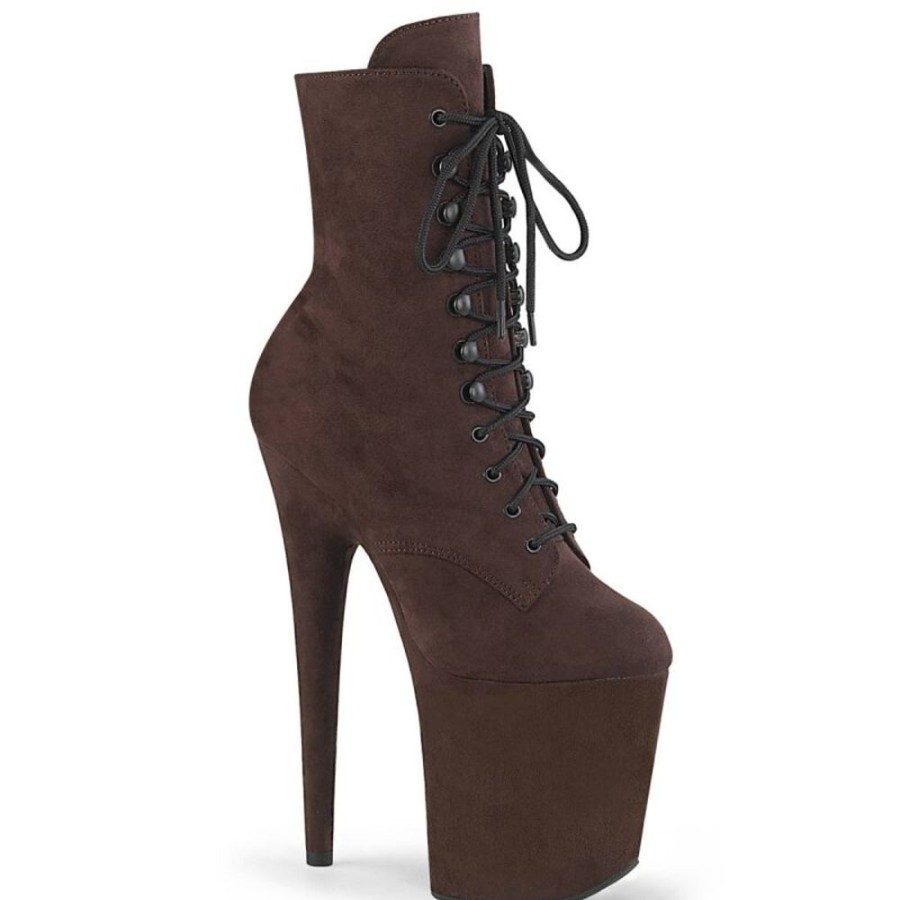 High Heels Pleaser | Pleaser Flamingo-1020Fs Plateau Ankle Boots Faux Suede Mocha