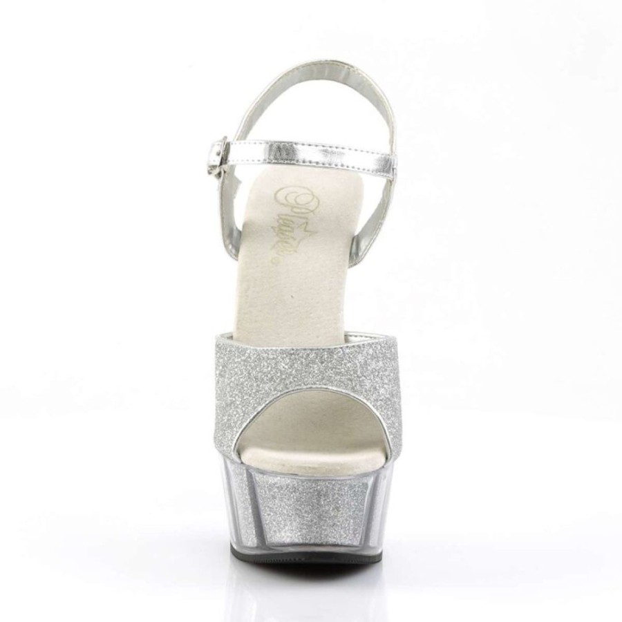 High Heels Pleaser | Pleaser Delight-609-5G Silver Glitter/Silver Glitter