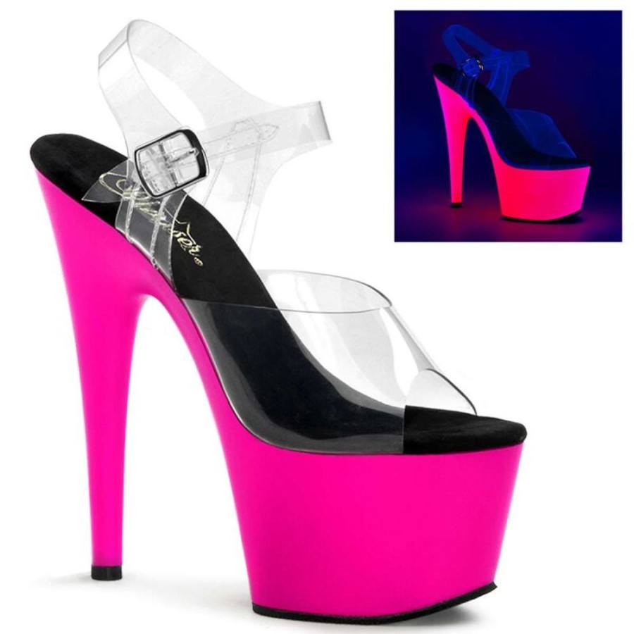 High Heels Pleaser | Pleaser Adore-708Uv Clear/Neon Pink