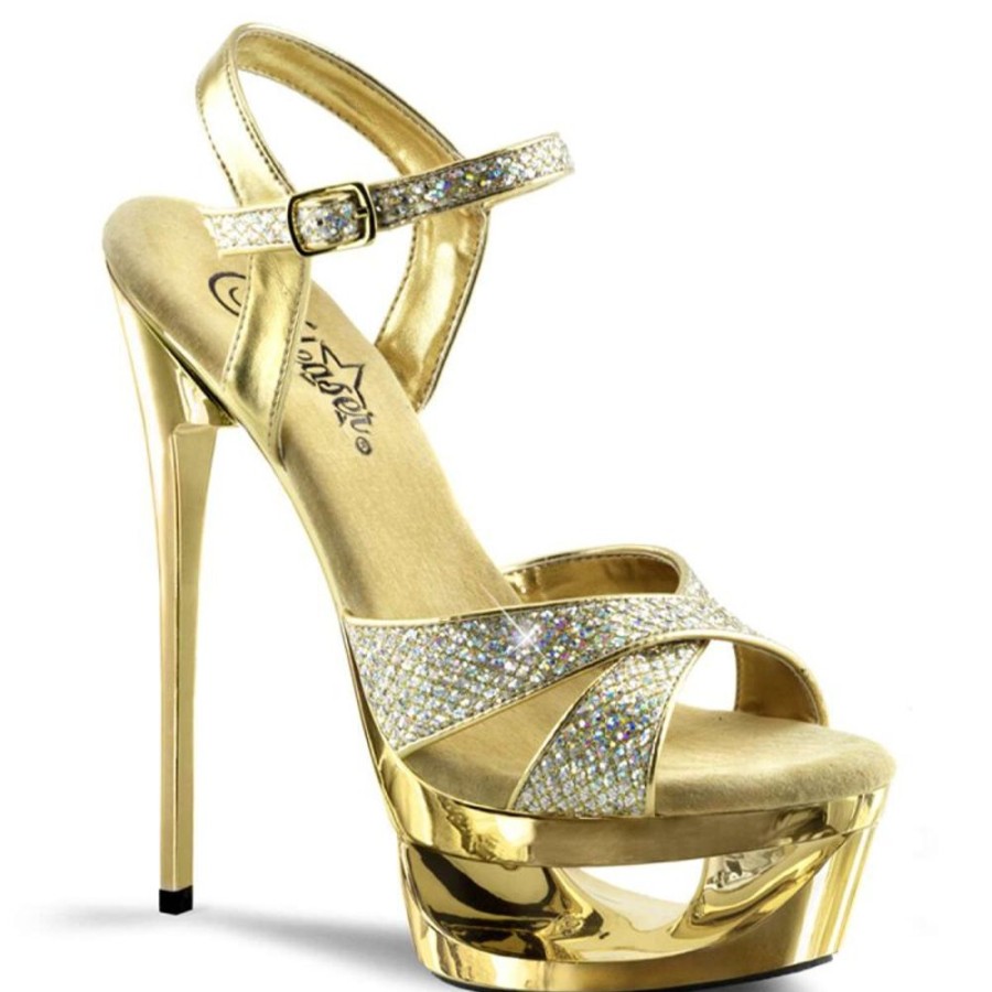 High Heels Pleaser | Pleaser Eclipse-619G Gold Multi Glitter/Gold Chrome