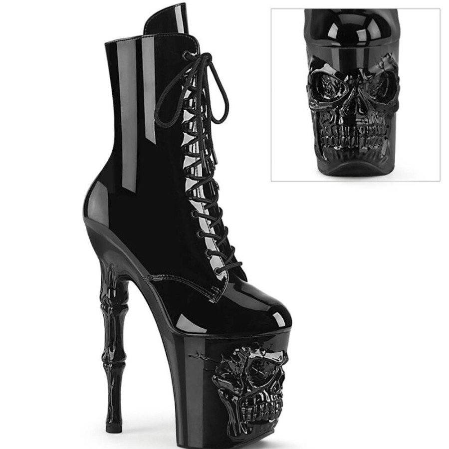 High Heels Pleaser | Pleaser Rapture-1020 Plateau Ankle Boots Patent Black