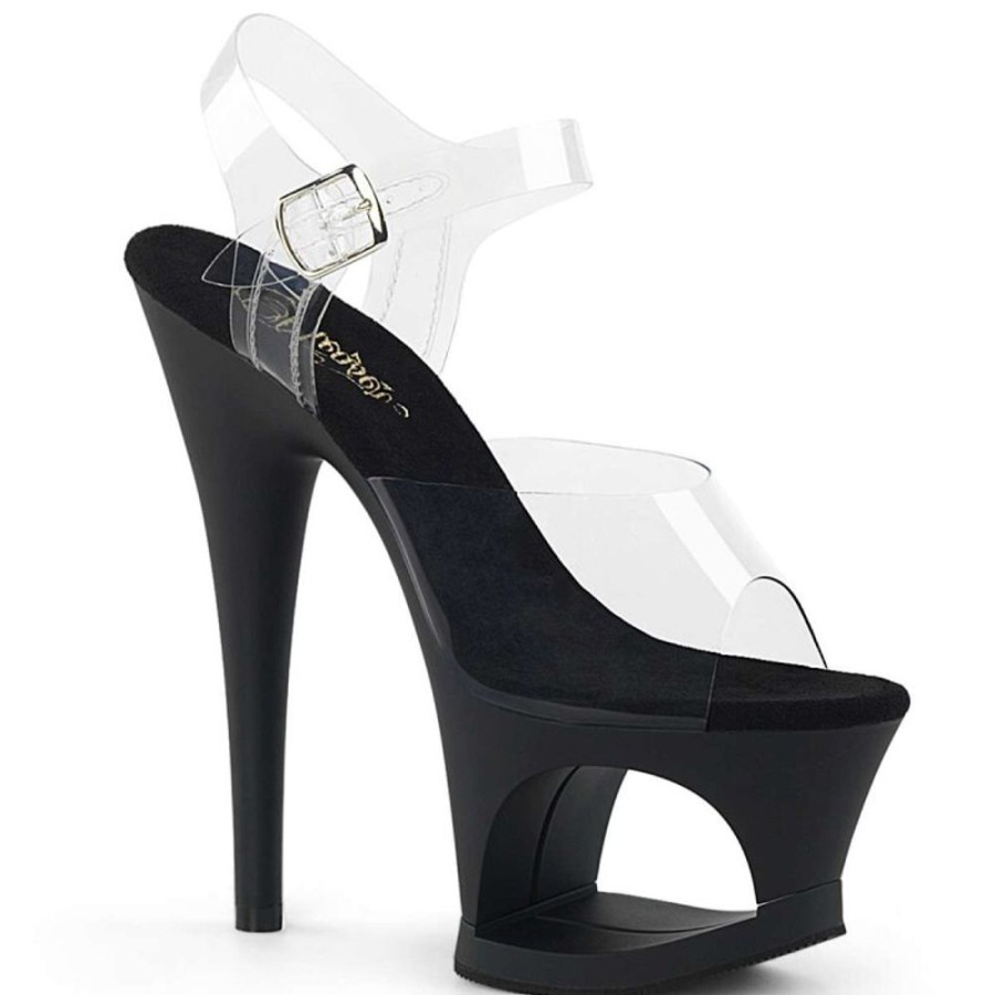 High Heels Pleaser | Pleaser Moon-708 Clear/Black Matte