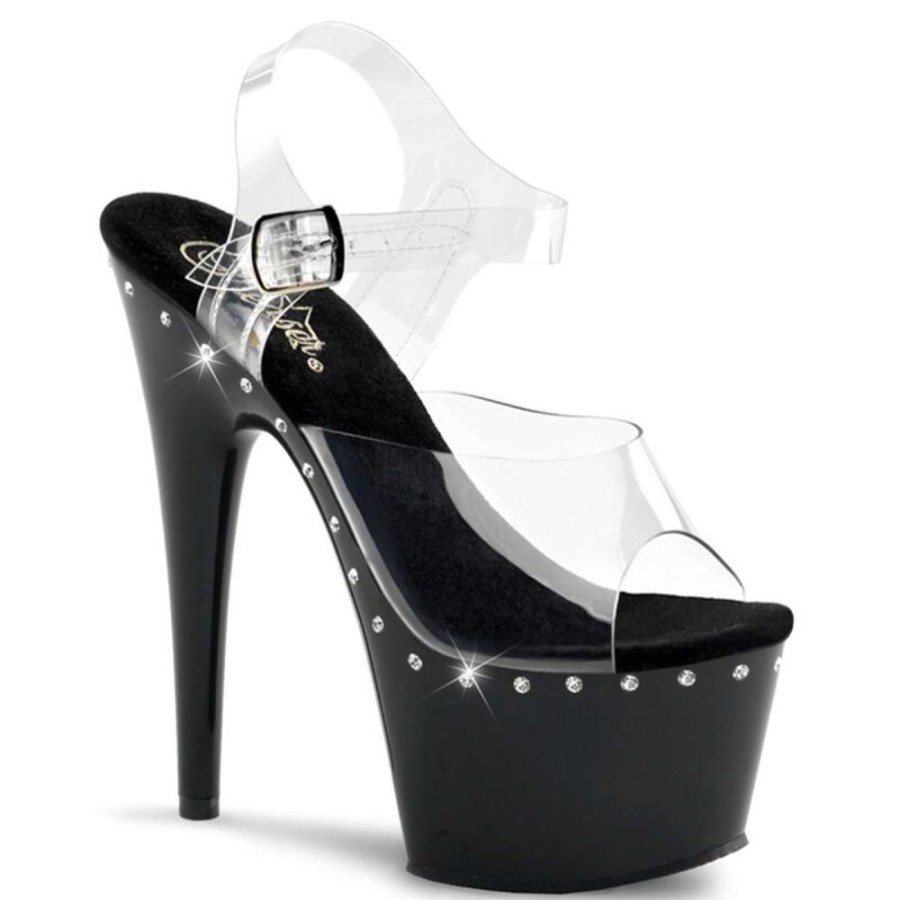 High Heels Pleaser | Pleaser Adore-708Ls Clear/Black