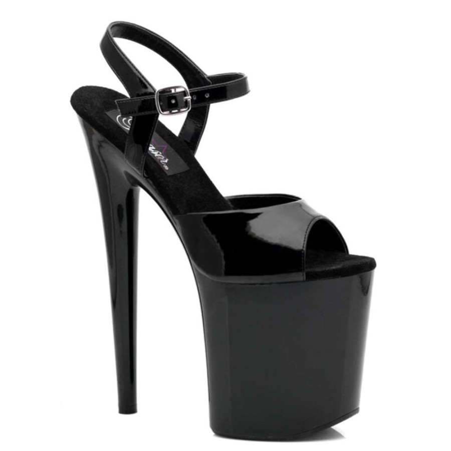 High Heels Pleaser | Pleaser Flamingo-809 Black Patent/Black Patent