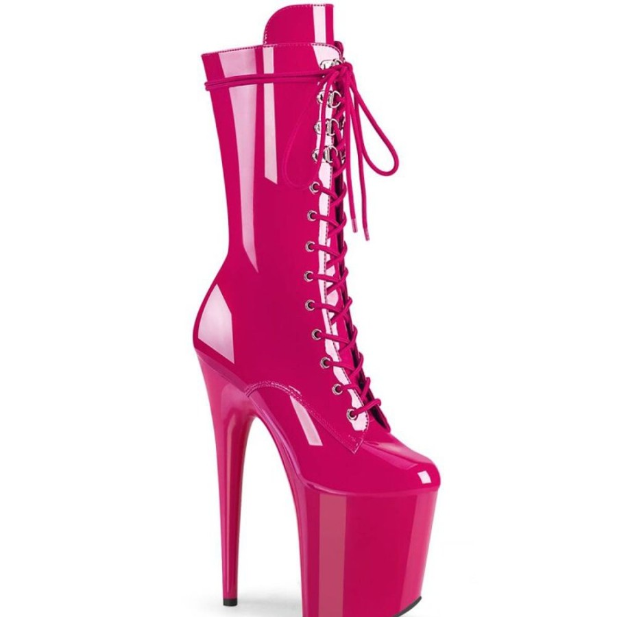 High Heels Pleaser | Pleaser Flamingo-1050 Plateau Ankle Boots Patent Pink