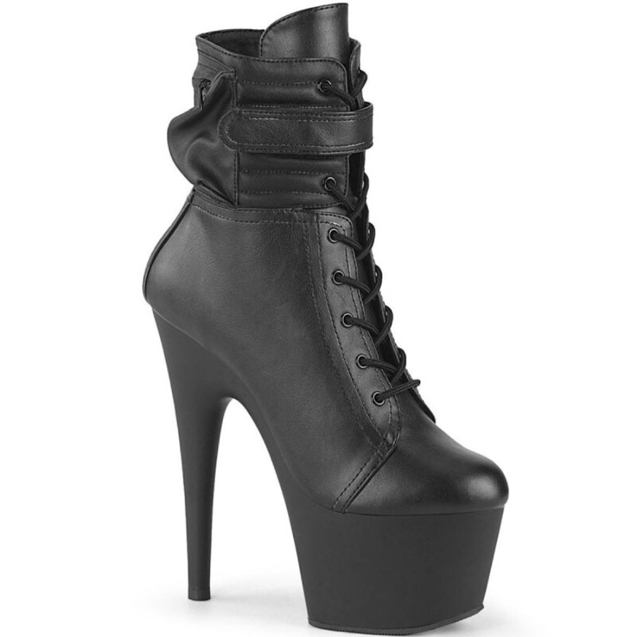 High Heels Pleaser | Pleaser Adore-1020Pouch Plateau Ankle Boots Faux Leather Black