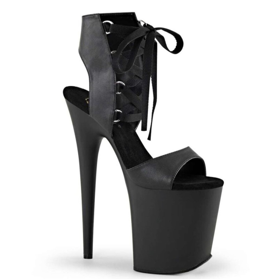 High Heels Pleaser | Pleaser Flamingo-800-14 Black Faux Leather/Black Matte