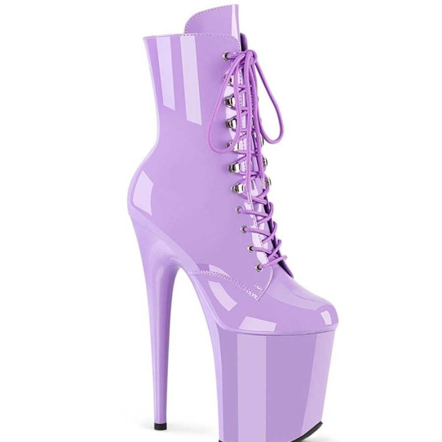 High Heels Pleaser | Pleaser Flamingo-1020 Plateau Ankle Boots Patent Purple